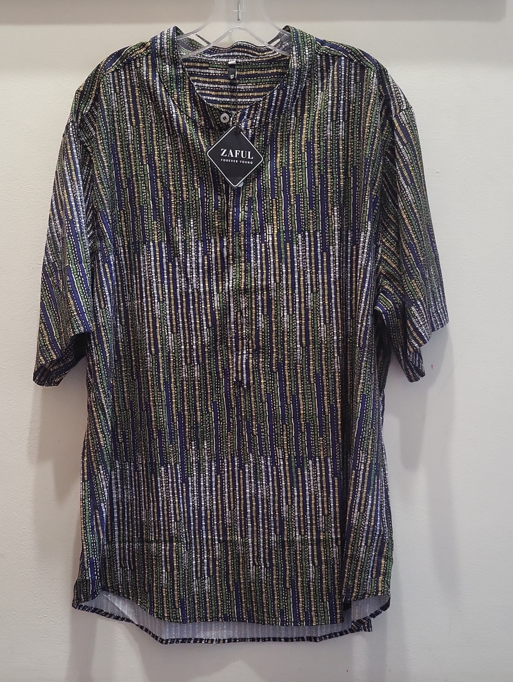 NWT Zaful Short-Sleeve Mandarin Collar Shirt